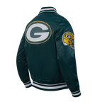NFL GREEN BAY PACKERS SCRIPT TAIL MEN'S SATIN JACKET (FOREST GREEN)