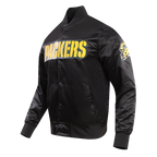 NFL GREEN BAY PACKERS BLOUSON EN SATIN À GRAND LOGO POUR HOMME (NOIR)
