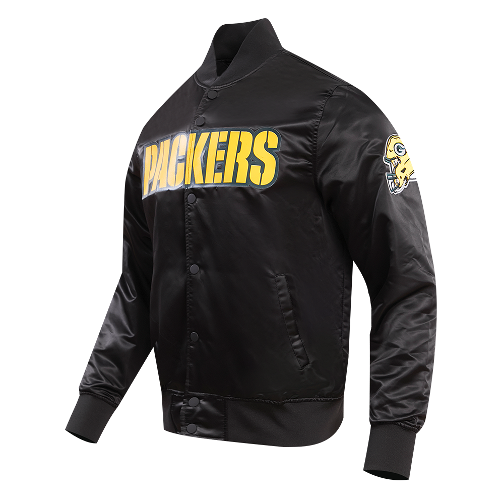 NFL GREEN BAY PACKERS BLOUSON EN SATIN À GRAND LOGO POUR HOMME (NOIR)