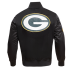 NFL GREEN BAY PACKERS BLOUSON EN SATIN À GRAND LOGO POUR HOMME (NOIR)