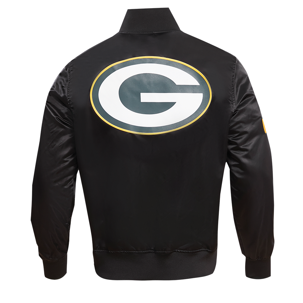 NFL GREEN BAY PACKERS BLOUSON EN SATIN À GRAND LOGO POUR HOMME (NOIR)