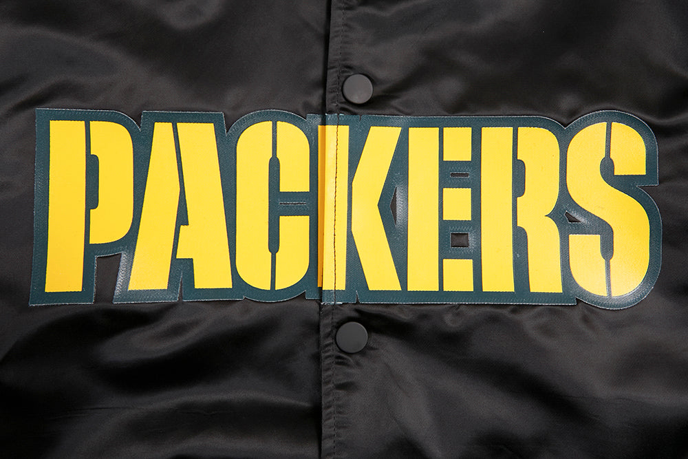 NFL GREEN BAY PACKERS BLOUSON EN SATIN À GRAND LOGO POUR HOMME (NOIR)