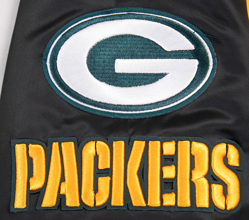 NFL GREEN BAY PACKERS BLOUSON EN SATIN À GRAND LOGO POUR HOMME (NOIR)