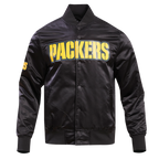 NFL GREEN BAY PACKERS BLOUSON EN SATIN À GRAND LOGO POUR HOMME (NOIR)