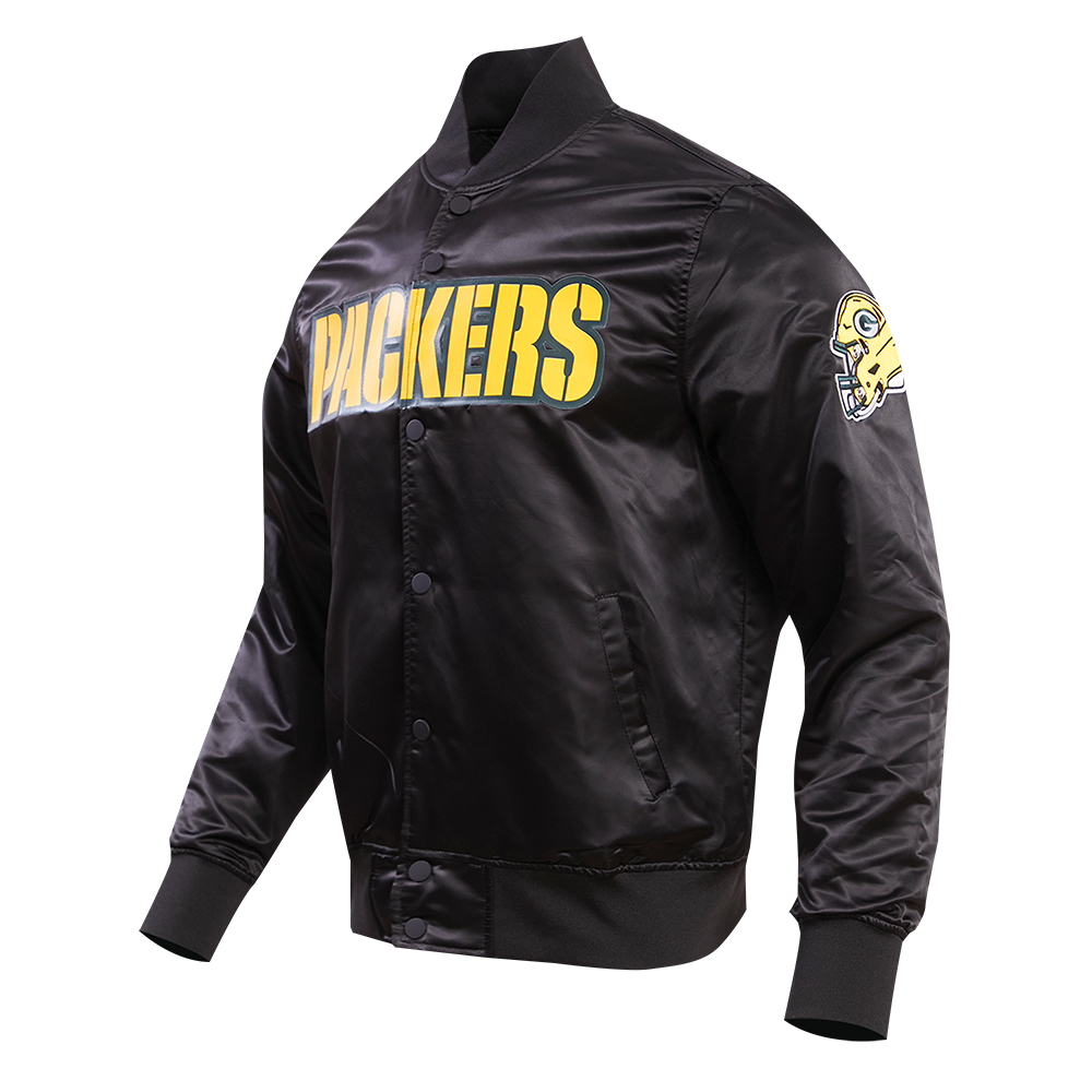 NFL GREEN BAY PACKERS BLOUSON EN SATIN À GRAND LOGO POUR HOMME (NOIR)
