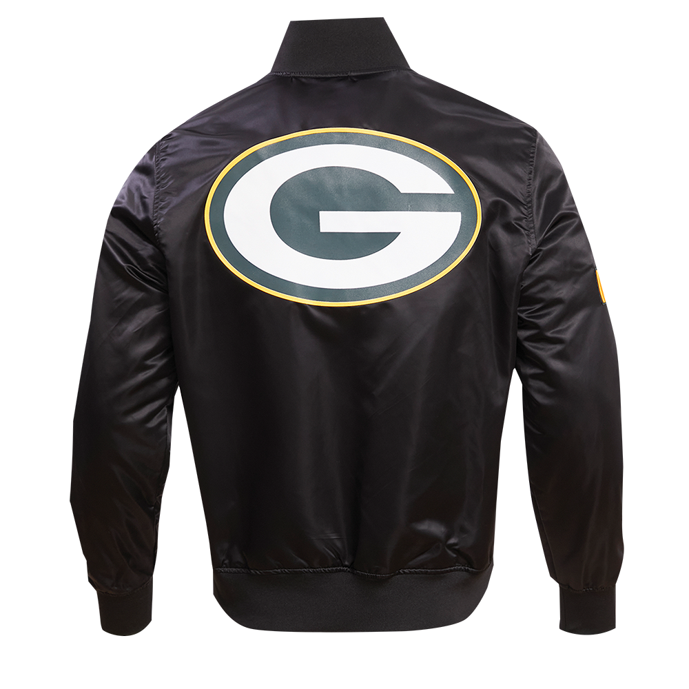 NFL GREEN BAY PACKERS BLOUSON EN SATIN À GRAND LOGO POUR HOMME (NOIR)