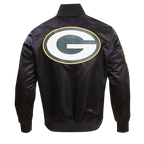NFL GREEN BAY PACKERS BLOUSON EN SATIN À GRAND LOGO POUR HOMME (NOIR)