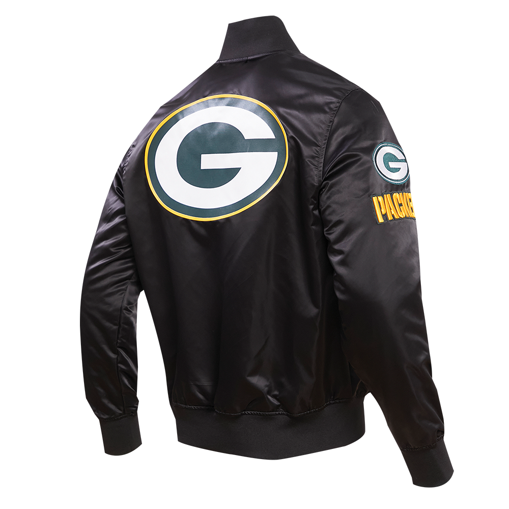 NFL GREEN BAY PACKERS BLOUSON EN SATIN À GRAND LOGO POUR HOMME (NOIR)