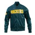 NFL GREEN BAY PACKERS BIG LOGO MEN'S SATIN JACKET (FOREST GREEN)
