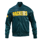 NFL GREEN BAY PACKERS BIG LOGO MEN'S SATIN JACKET (FOREST GREEN)