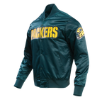 NFL GREEN BAY PACKERS BIG LOGO MEN'S SATIN JACKET (FOREST GREEN)