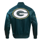 NFL GREEN BAY PACKERS BIG LOGO MEN'S SATIN JACKET (FOREST GREEN)