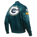 NFL GREEN BAY PACKERS BIG LOGO MEN'S SATIN JACKET (FOREST GREEN)