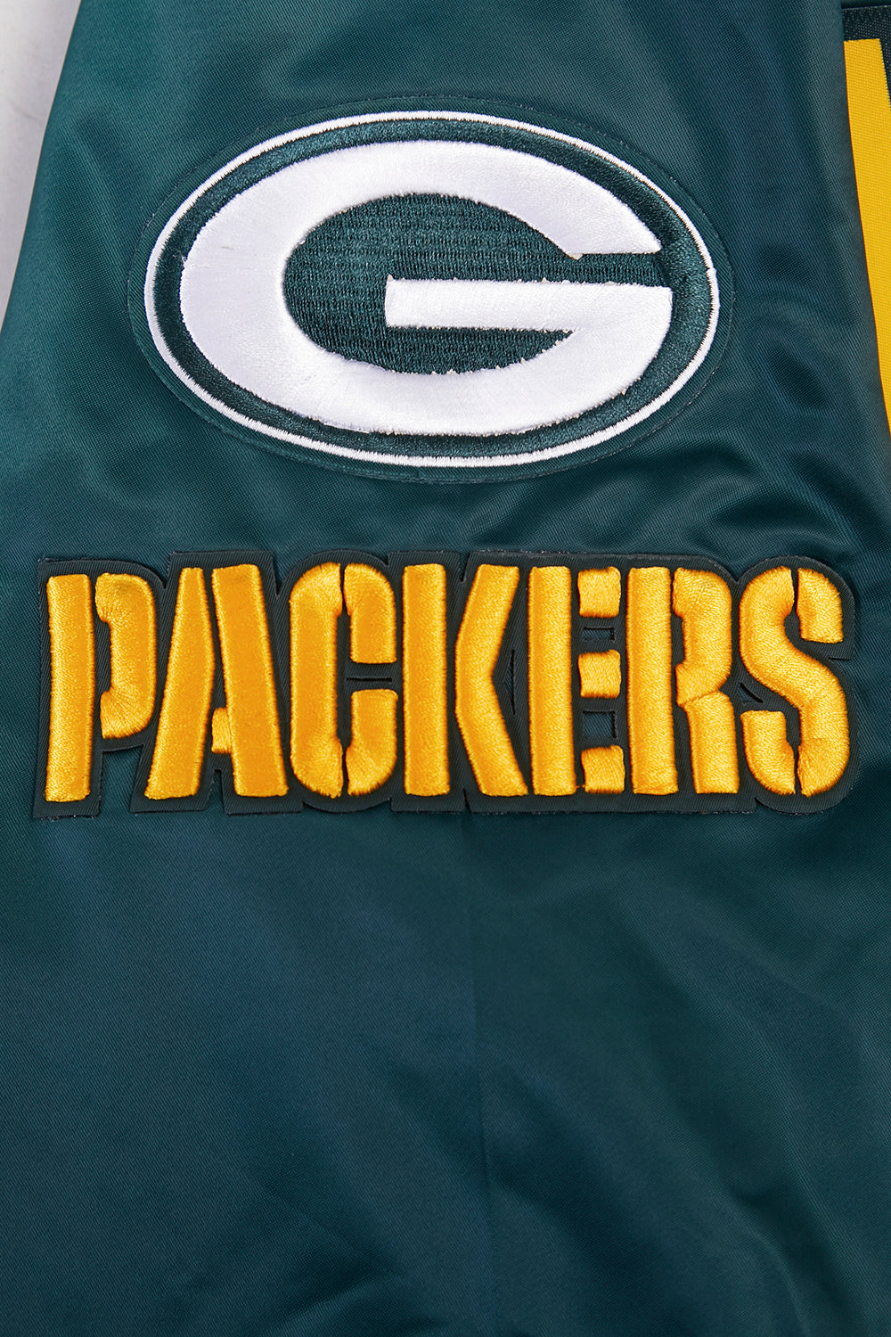 NFL GREEN BAY PACKERS BIG LOGO MEN'S SATIN JACKET (FOREST GREEN)