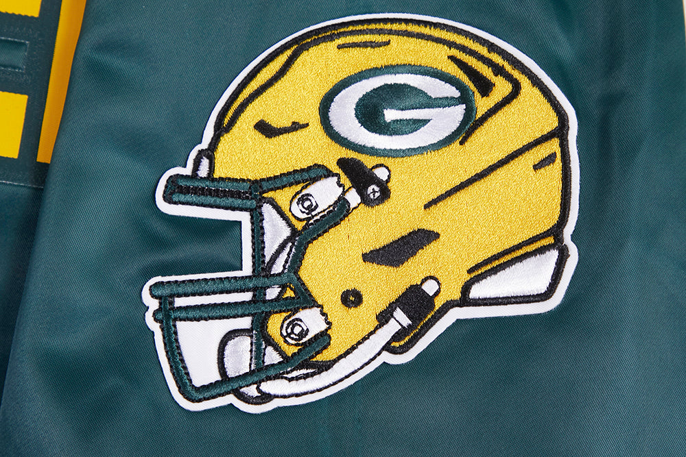 NFL GREEN BAY PACKERS BIG LOGO MEN'S SATIN JACKET (FOREST GREEN)