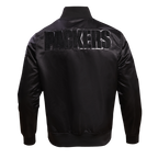 NFL GREEN BAY PACKERS TRIPLE BLACK MEN'S SATIN JACKET (TRIPLE BLACK MEN'S)