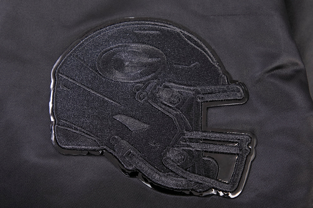 NFL GREEN BAY PACKERS TRIPLE BLACK MEN'S SATIN JACKET (TRIPLE BLACK MEN'S)