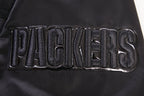 NFL GREEN BAY PACKERS TRIPLE BLACK MEN'S SATIN JACKET (TRIPLE BLACK MEN'S)