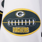 NFL GREEN BAY PACKERS OLD ENGLISH MEN'S RIB WOOL VARSITY JACKET (BLACK/WHITE)