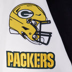 NFL GREEN BAY PACKERS OLD ENGLISH MEN'S RIB WOOL VARSITY JACKET (BLACK/WHITE)