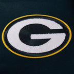 NFL GREEN BAY PACKERS OLD ENGLISH MEN'S RIB WOOL VARSITY JACKET (FOREST GREEN/WHITE)