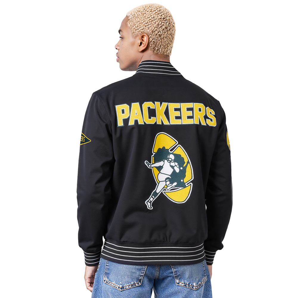 NFL GREEN BAY PACKERS BLOUSON RÉTRO PRO GAME DAY (NOIR/ARGENT/BLANC)