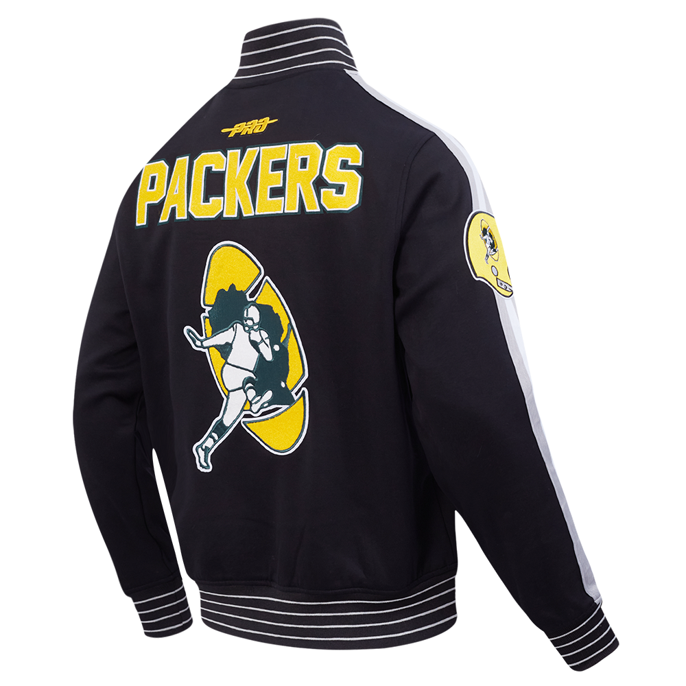 NFL GREEN BAY PACKERS BLOUSON RÉTRO PRO GAME DAY (NOIR/ARGENT/BLANC)