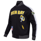 NFL GREEN BAY PACKERS BLOUSON RÉTRO PRO GAME DAY (NOIR/ARGENT/BLANC)