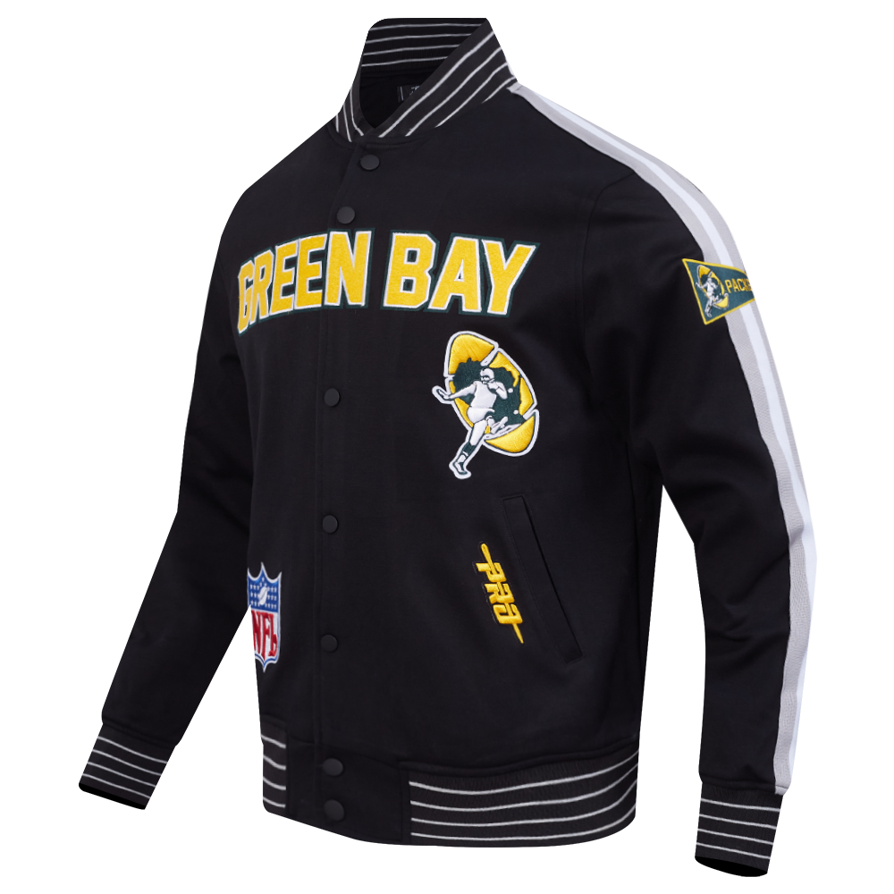 NFL GREEN BAY PACKERS BLOUSON RÉTRO PRO GAME DAY (NOIR/ARGENT/BLANC)