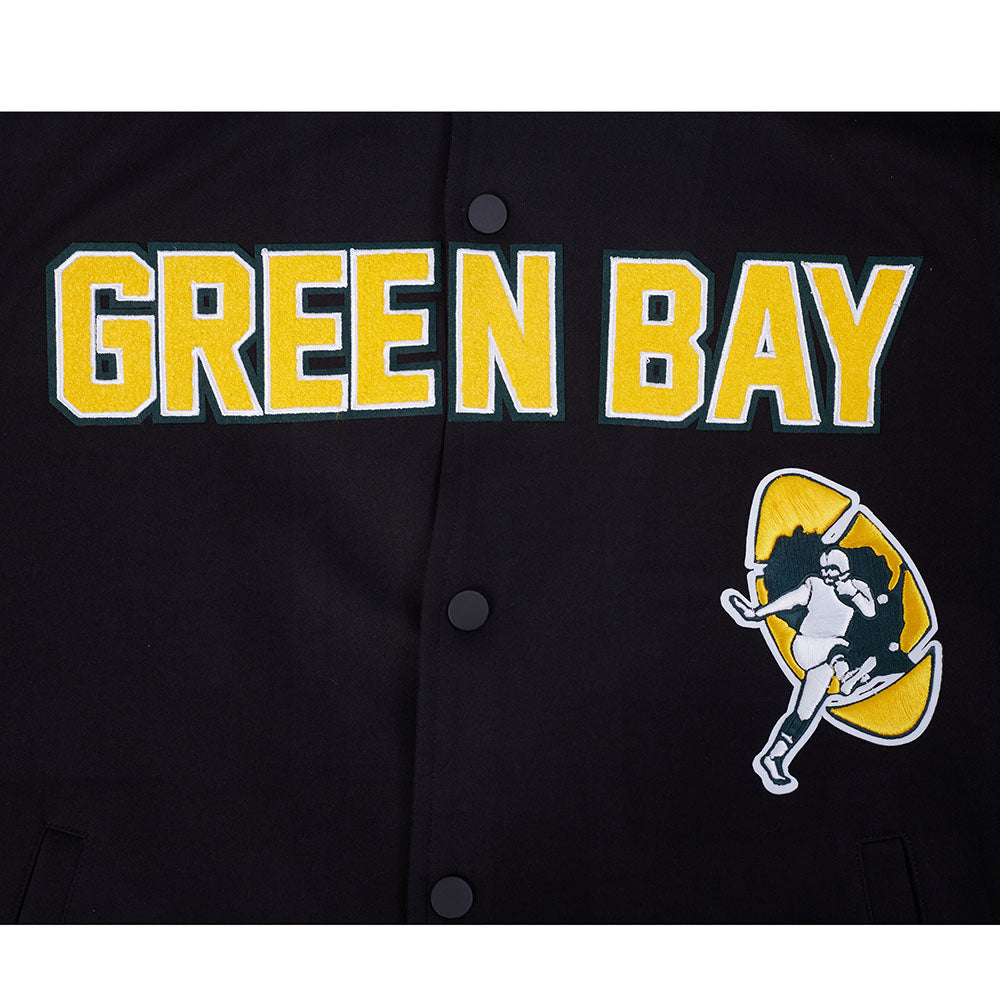 NFL GREEN BAY PACKERS BLOUSON RÉTRO PRO GAME DAY (NOIR/ARGENT/BLANC)
