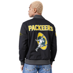 NFL GREEN BAY PACKERS BLOUSON RÉTRO PRO GAME DAY (NOIR/ARGENT/BLANC)