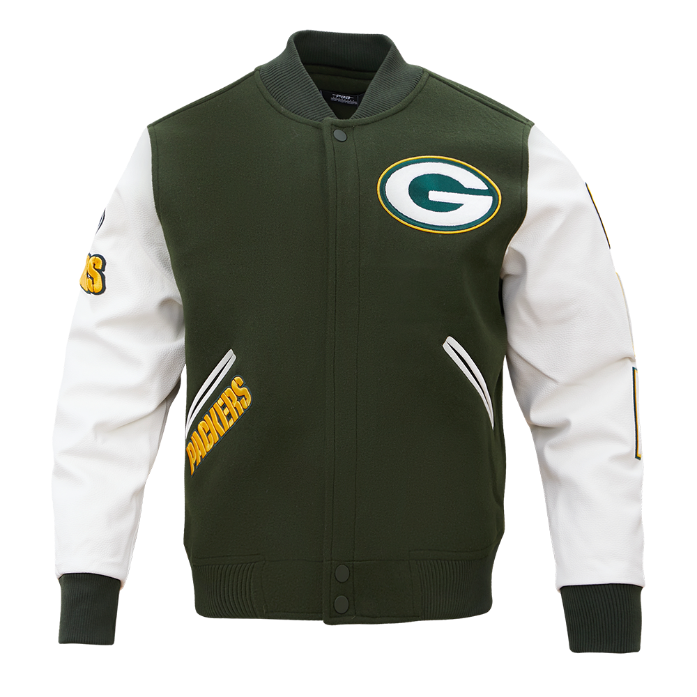 NFL GREEN BAY PACKERS CLASSIC VARSITY MEN'S VARSITY JACKET (GRAY/WHITE)