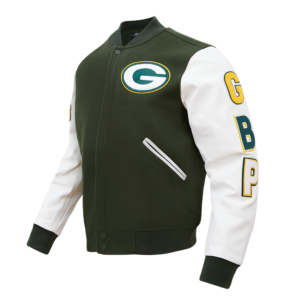 NFL GREEN BAY PACKERS CLASSIC VARSITY MEN'S VARSITY JACKET (GRAY/WHITE)
