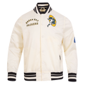 NFL GREEN BAY PACKERS RETRO CLASSIC MEN'S RIB SATIN JACKET (EGGSHELL/ BLACK)