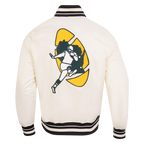 NFL GREEN BAY PACKERS RETRO CLASSIC MEN'S RIB SATIN JACKET (EGGSHELL/ BLACK)