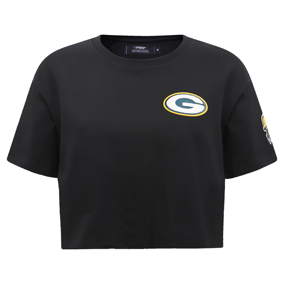 NFL GREEN BAY PACKERS  CLASSIC WOMEN'S SINGLE JERSEY BOXY TEE (BLACK)