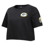 NFL GREEN BAY PACKERS  CLASSIC WOMEN'S SINGLE JERSEY BOXY TEE (BLACK)