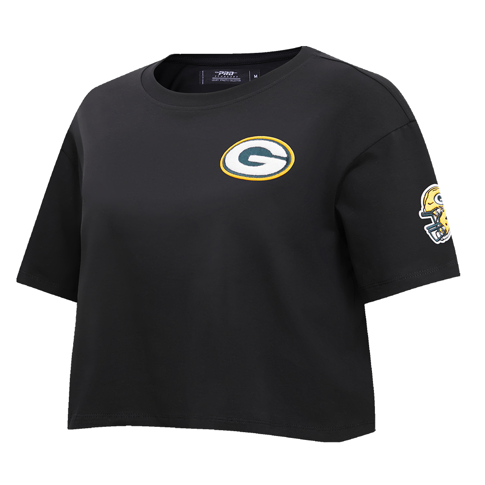 NFL GREEN BAY PACKERS  CLASSIC WOMEN'S SINGLE JERSEY BOXY TEE (BLACK)