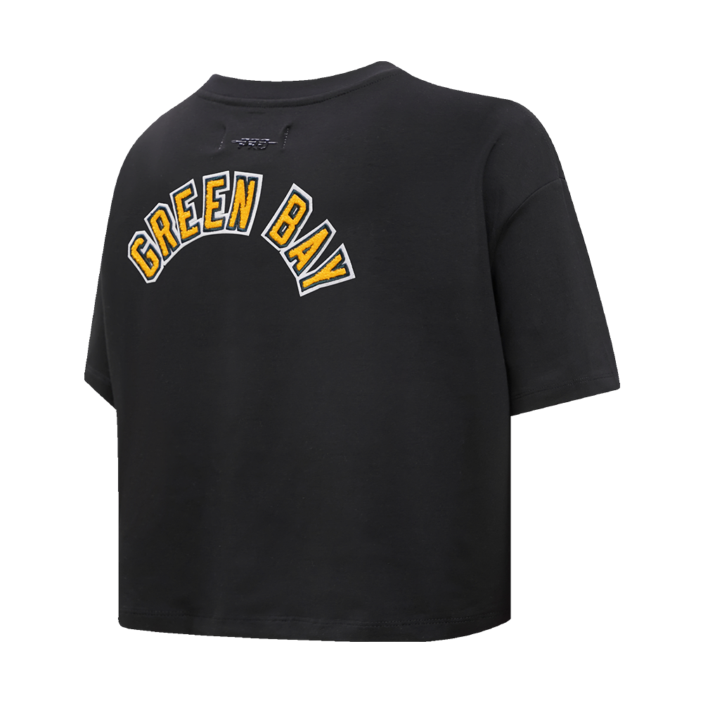 NFL GREEN BAY PACKERS  CLASSIC WOMEN'S SINGLE JERSEY BOXY TEE (BLACK)