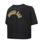 NFL GREEN BAY PACKERS  CLASSIC WOMEN'S SINGLE JERSEY BOXY TEE (BLACK)