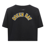 NFL GREEN BAY PACKERS  CLASSIC WOMEN'S SINGLE JERSEY BOXY TEE (BLACK)