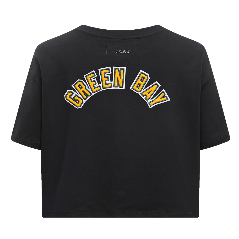 NFL GREEN BAY PACKERS  CLASSIC WOMEN'S SINGLE JERSEY BOXY TEE (BLACK)