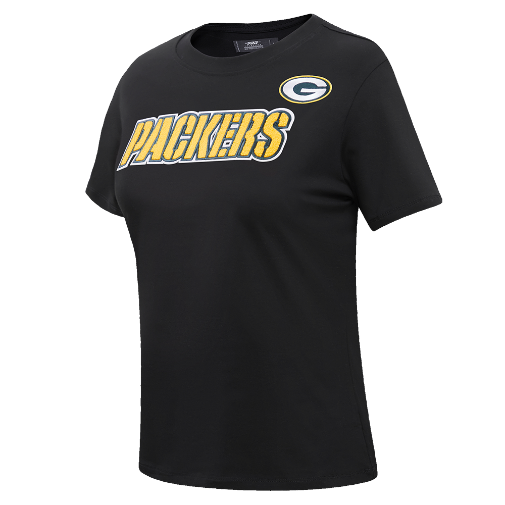 NFL GREEN BAY PACKERS CLASSIC SHORT SLEEVE WOMEN'S SINGLE JERSEY SLIM FIT TEE (BLACK)