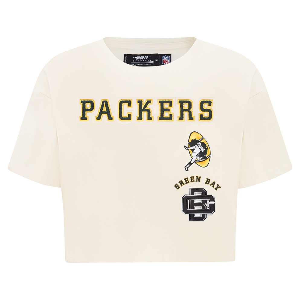 NFL GREEN BAY PACKERS RETRO CLASSIC T-SHIRT À COUPE CARRÉE POUR FEMME (COQUILLE D'ŒUF)