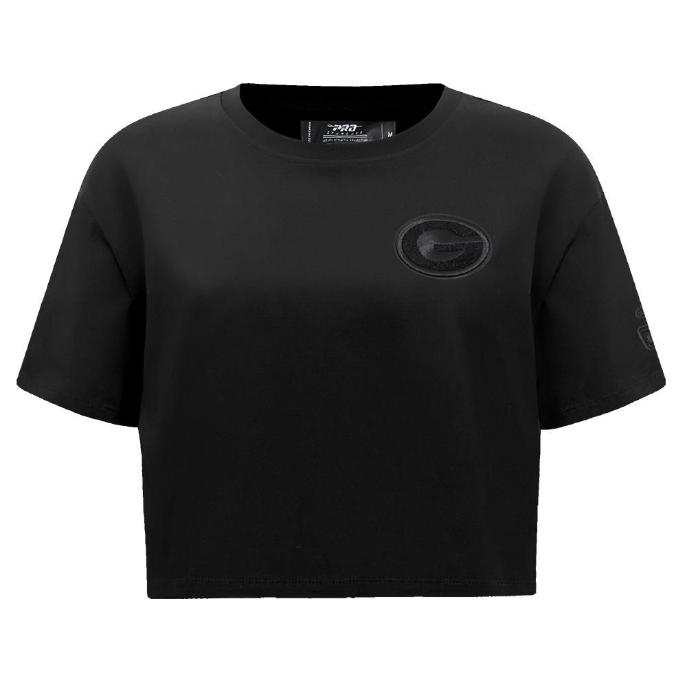 NFL GREEN BAY PACKERS TRIPLE BLACK WOMEN'S SINGLE JERSEY BOXY TEE (TRIPLE BLACK WOMEN'S)