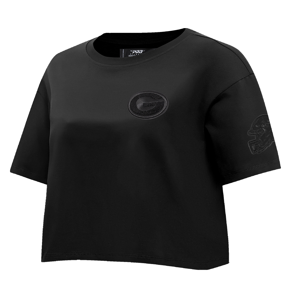 NFL GREEN BAY PACKERS TRIPLE BLACK T-SHIRT EN JERSEY SIMPLE À COUPE CARRÉE POUR FEMME (TRIPLE NOIR FEMME)