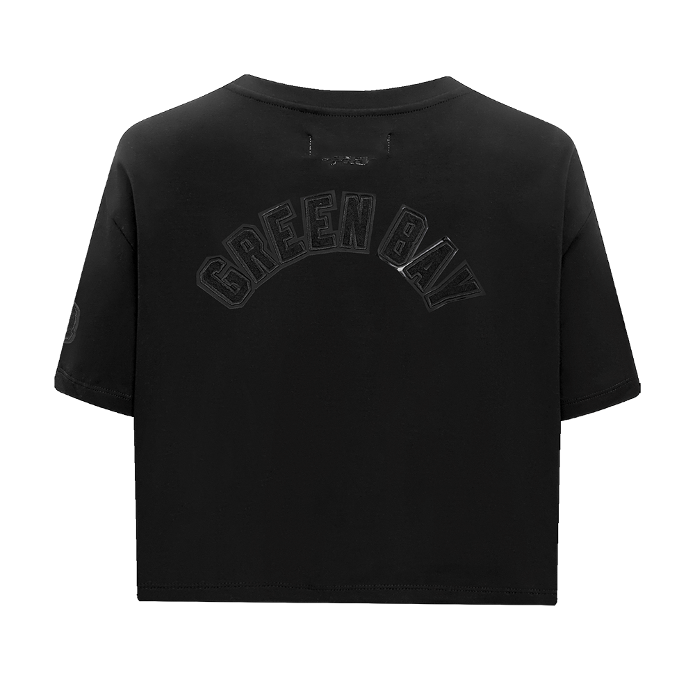 NFL GREEN BAY PACKERS TRIPLE BLACK WOMEN'S SINGLE JERSEY BOXY TEE (TRIPLE BLACK WOMEN'S)