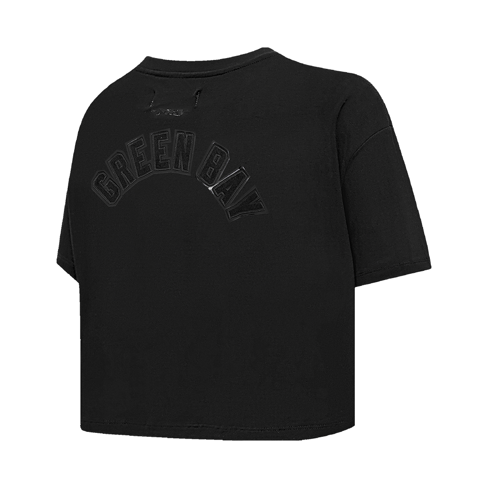 NFL GREEN BAY PACKERS TRIPLE BLACK WOMEN'S SINGLE JERSEY BOXY TEE (TRIPLE BLACK WOMEN'S)