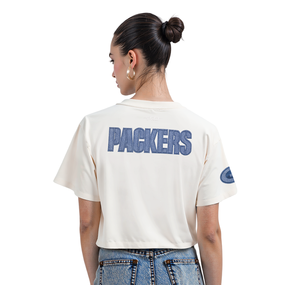 NFL GREEN BAY PACKERS VARSITY BLUES WOMEN'S  SJ BOXY TEE (LINEN)
