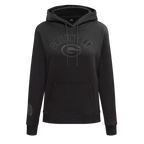 NFL GREEN BAY PACKERS TRIPLE BLACK WOMEN'S FLC PO HOODIE (TRIPLE BLACK WOMEN'S)